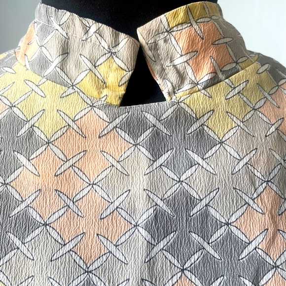 60s Dress Vintage Handmade Geometric Pattern Mod Nehru Mid Century - Picture 5 of 8